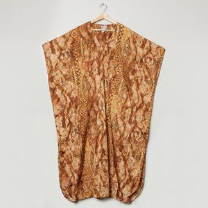 Vtg 70s Rust Abstract Print Kaftan XL
